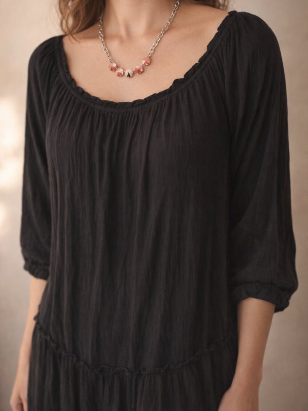 Aerie Black Boho Mini Dress Size Medium